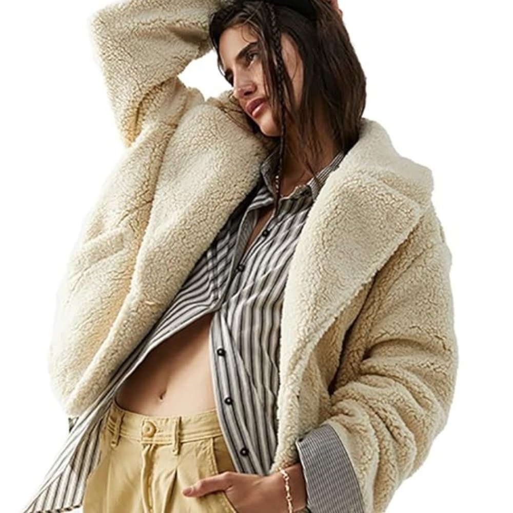 FREE PEOPLE joplin cozy sherpa jacket Sz XL NEW - Picture 1 of 10